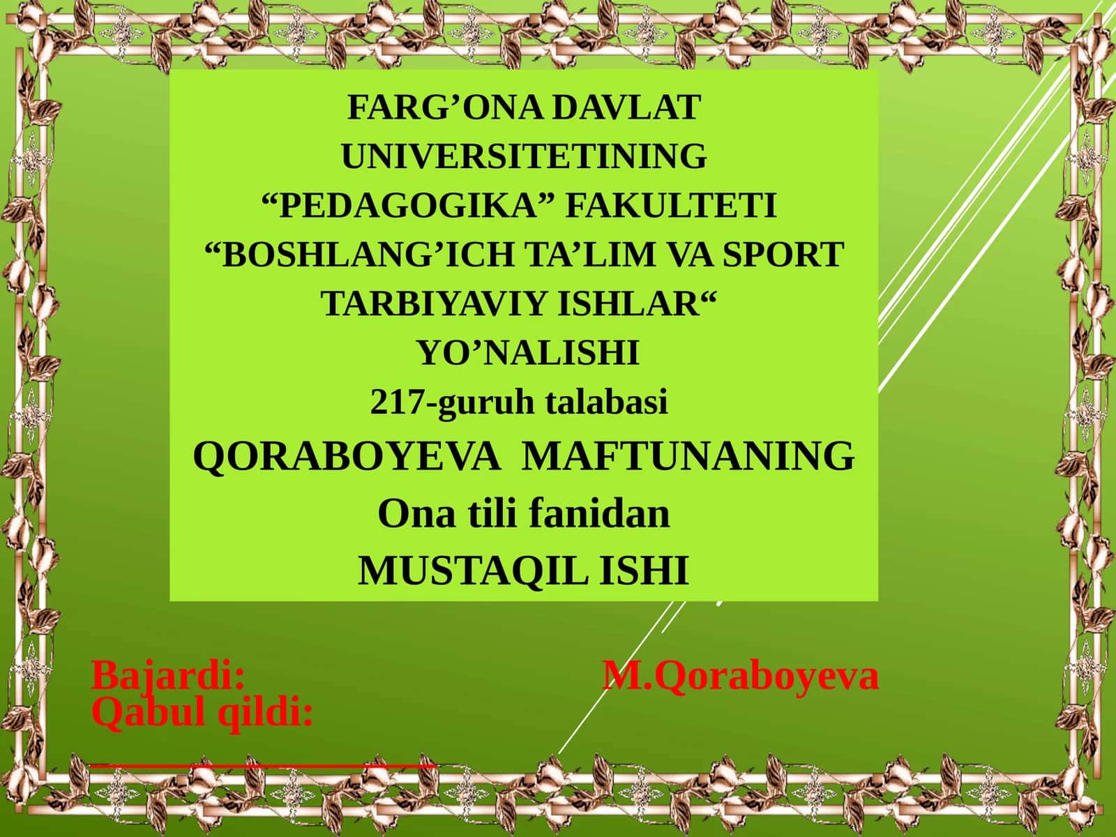 Boschi. Mustaqil ishi 1