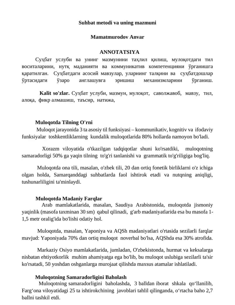 Muloqotda Tilning O'rni 1