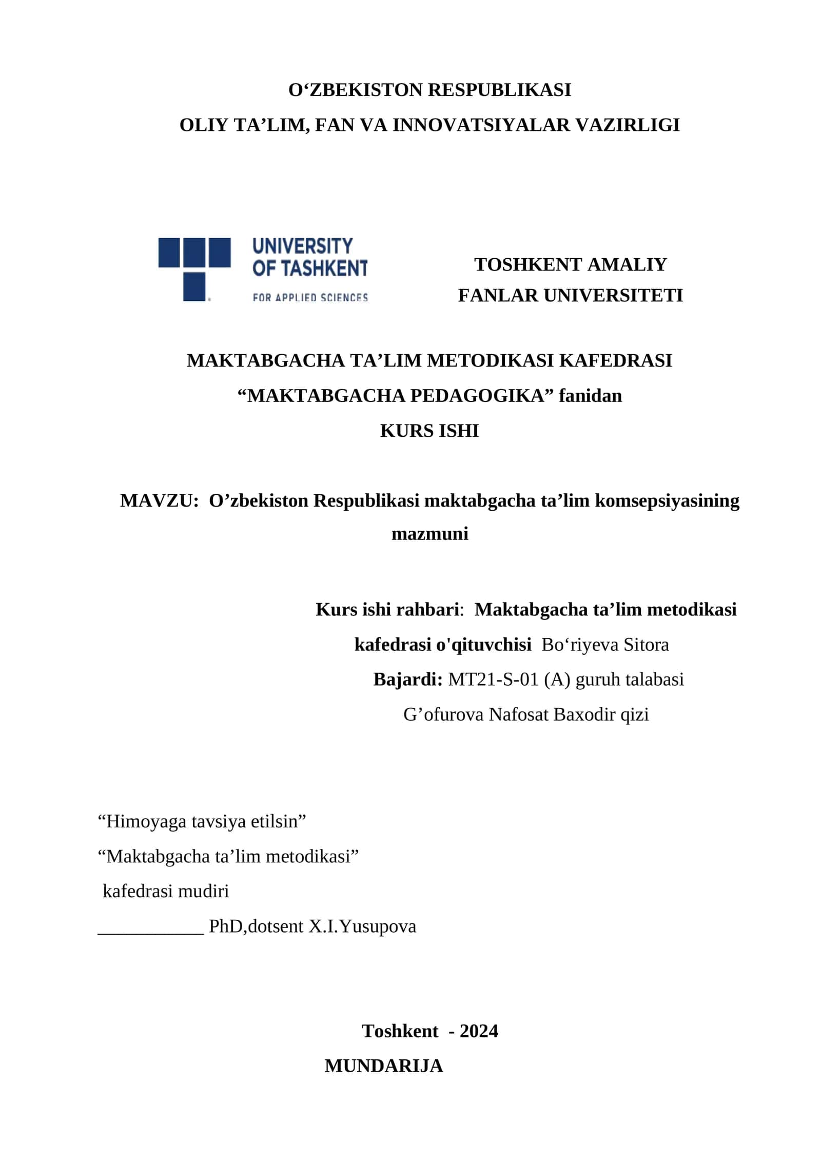O’zbekiston Respublikasi maktabgacha ta’lim komsepsiyasining mazmuni 1