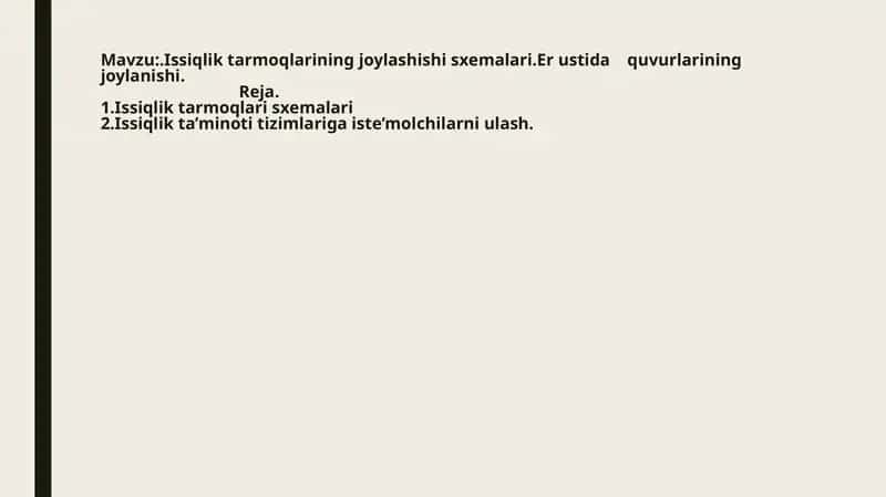Issiqliktarmoqlarining joylashishi sxemalari 1
