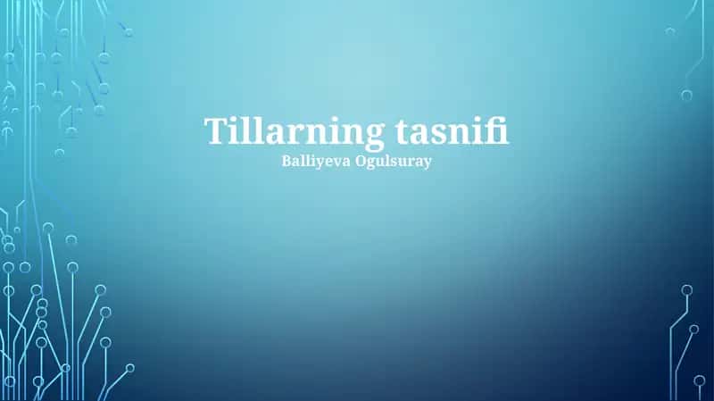 Tillarning tasnifi 1