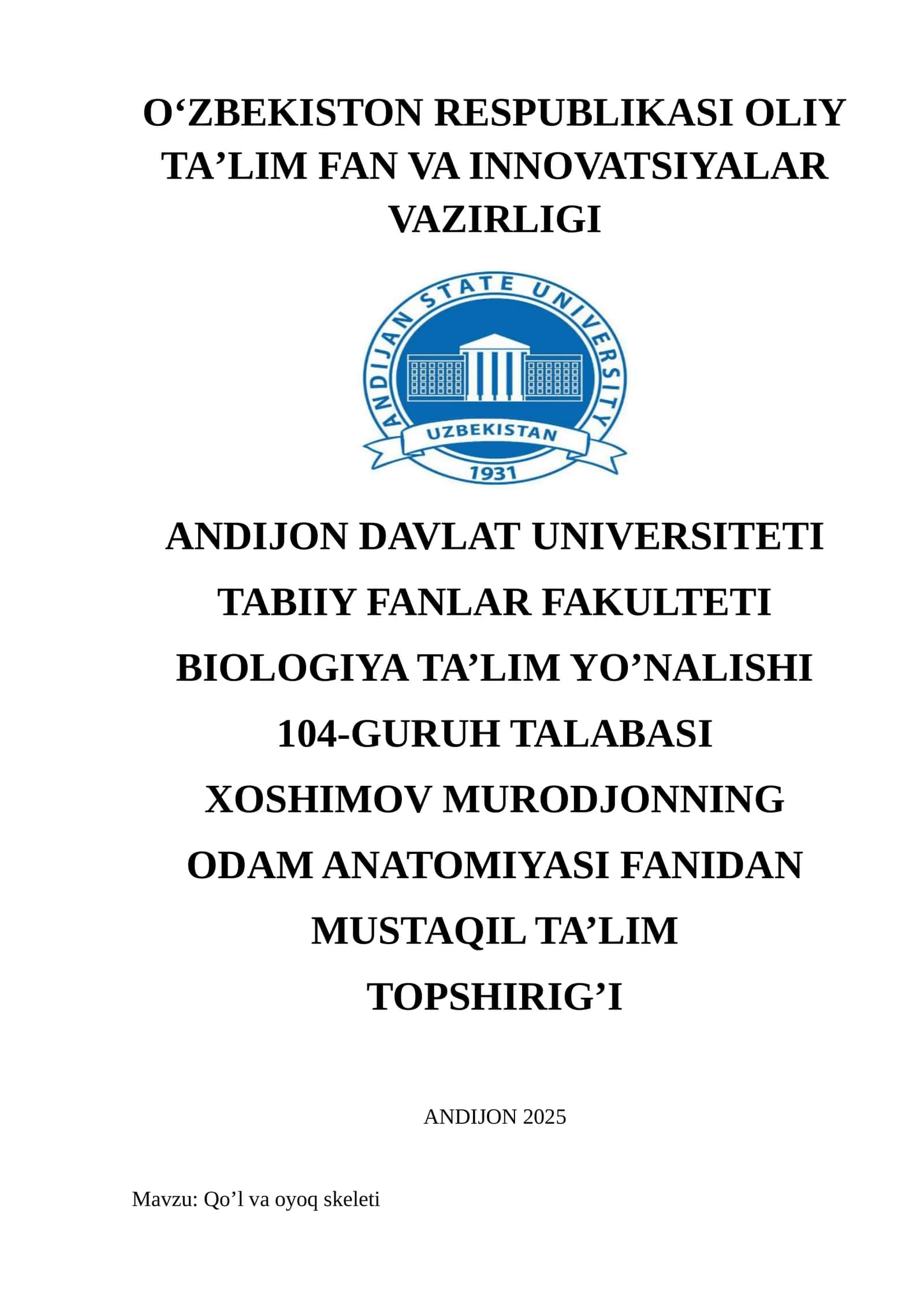 Mustaqil ta'lim topshirig'i 1