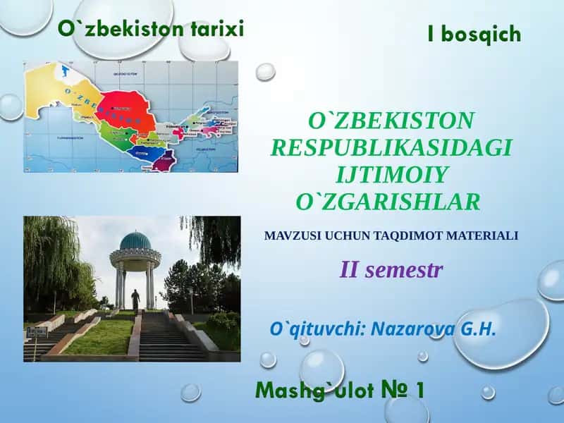 O`ZBEKISTON RESPUBLIKASIDAGI IJTIMOIY O`ZGARISHLAR 1
