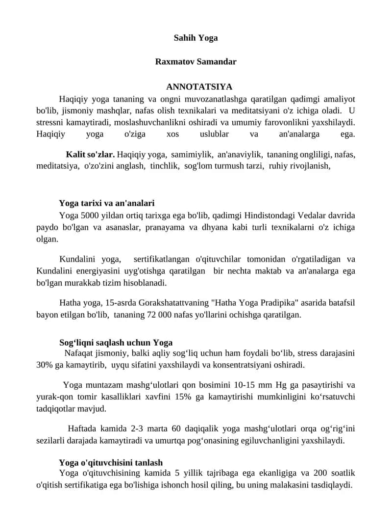 Sahih Yoga 1