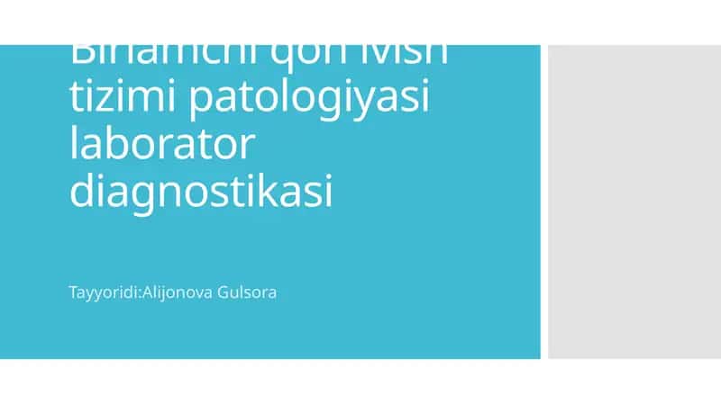 Birlamchi qon ivish tizimi patologiyasilaboratordiagnostikasi 1