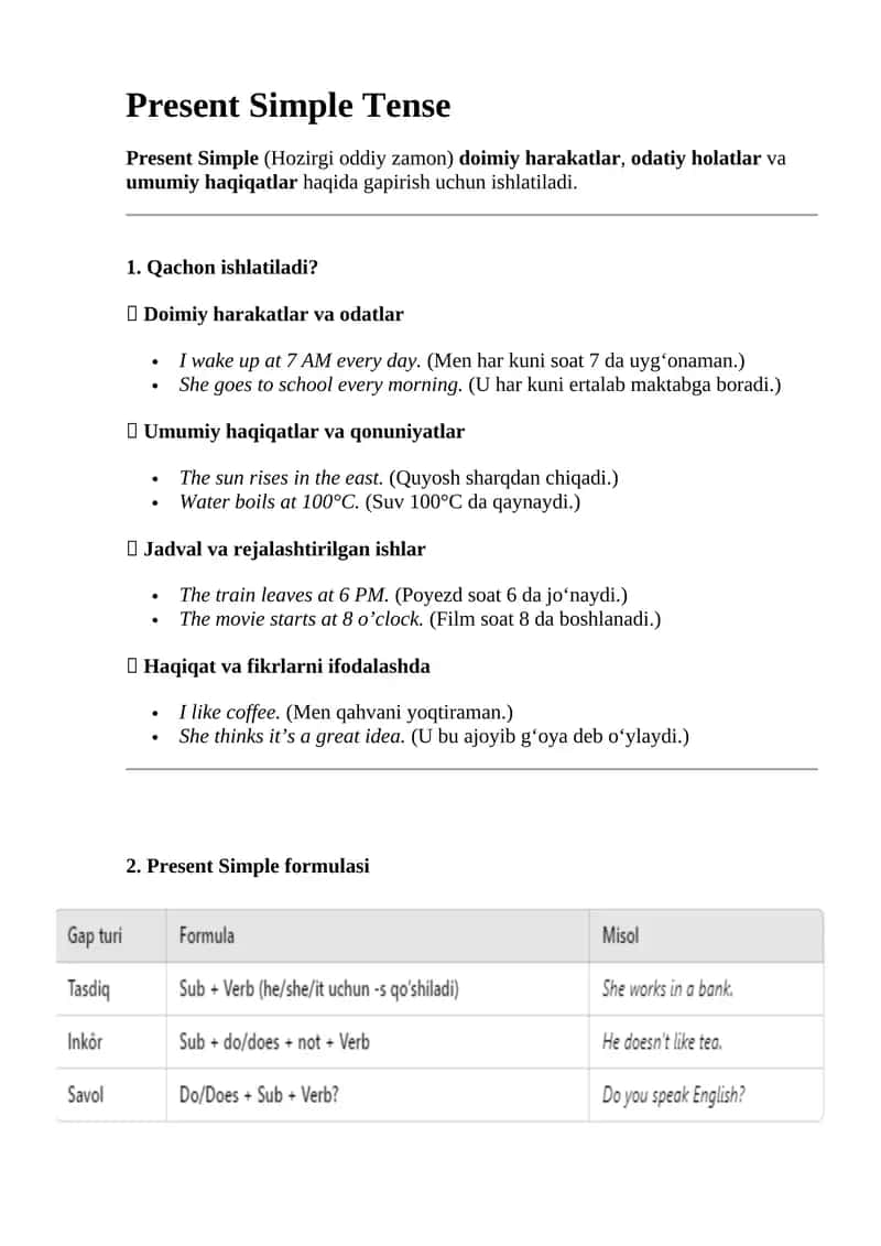 Present Simple Tense 1