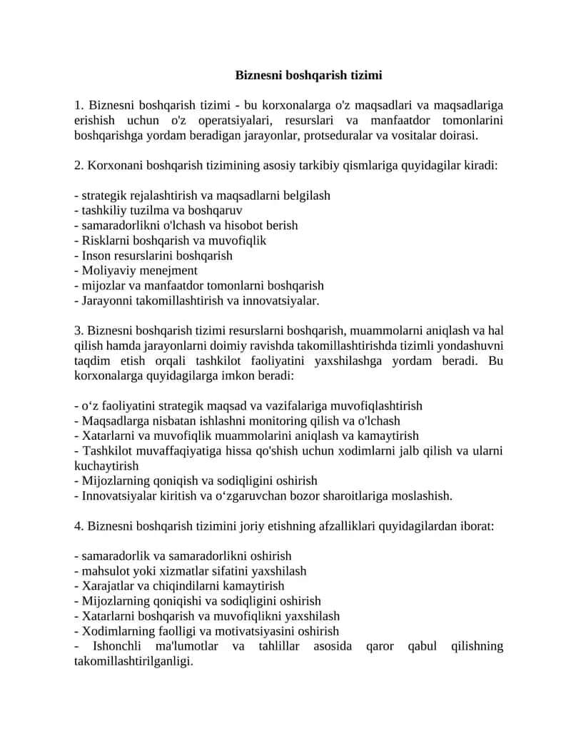 Biznesni boshqarish tizimi 1