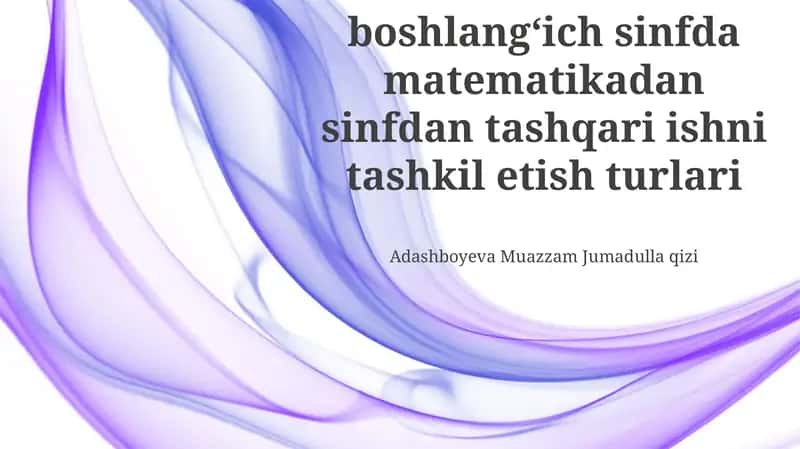 Matematikadan tashqari faoliyat turlari 1