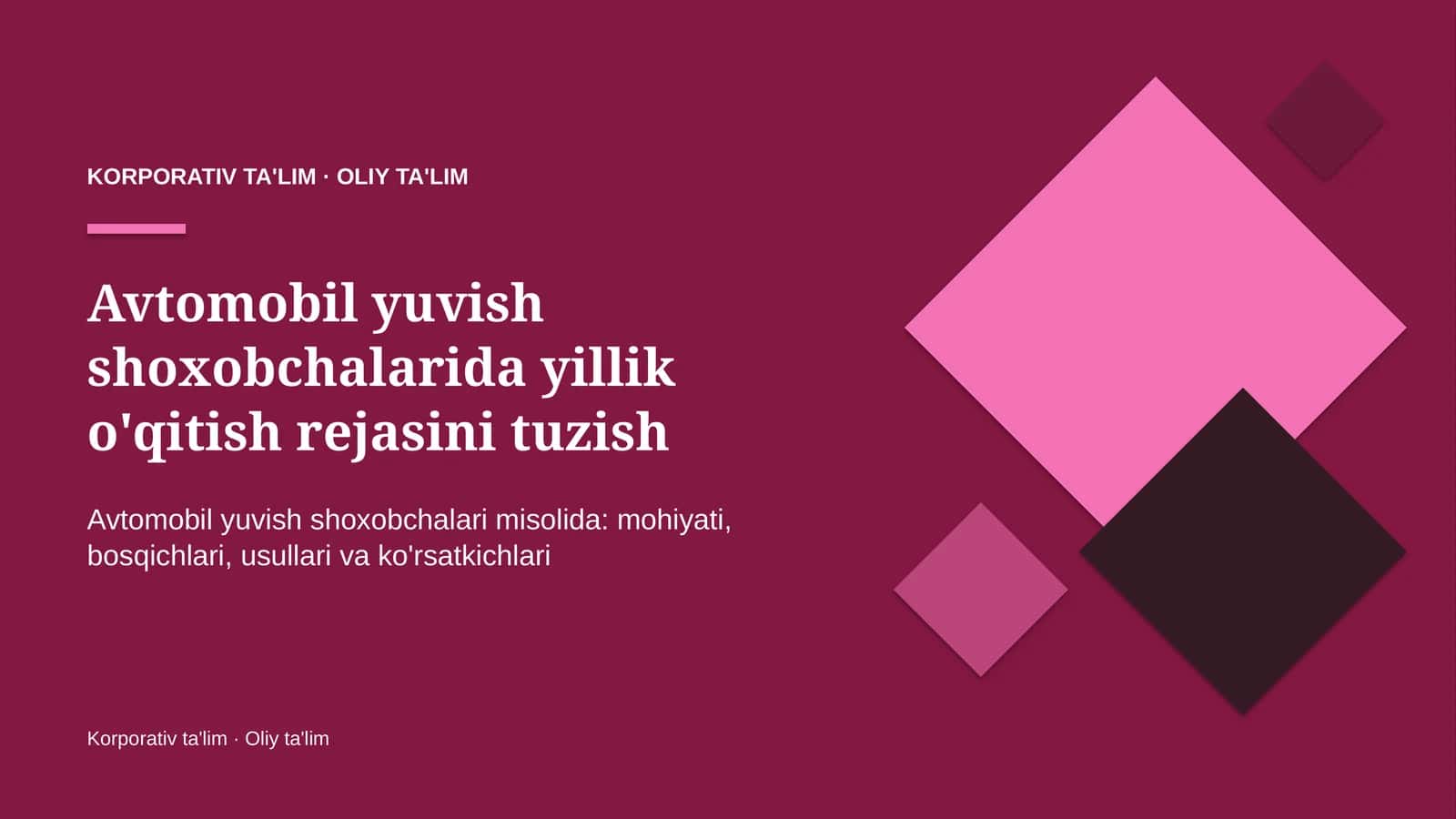avtomobil yuvish shoxobchalarida yillik o'qitish rejasini tuzish 1141 1