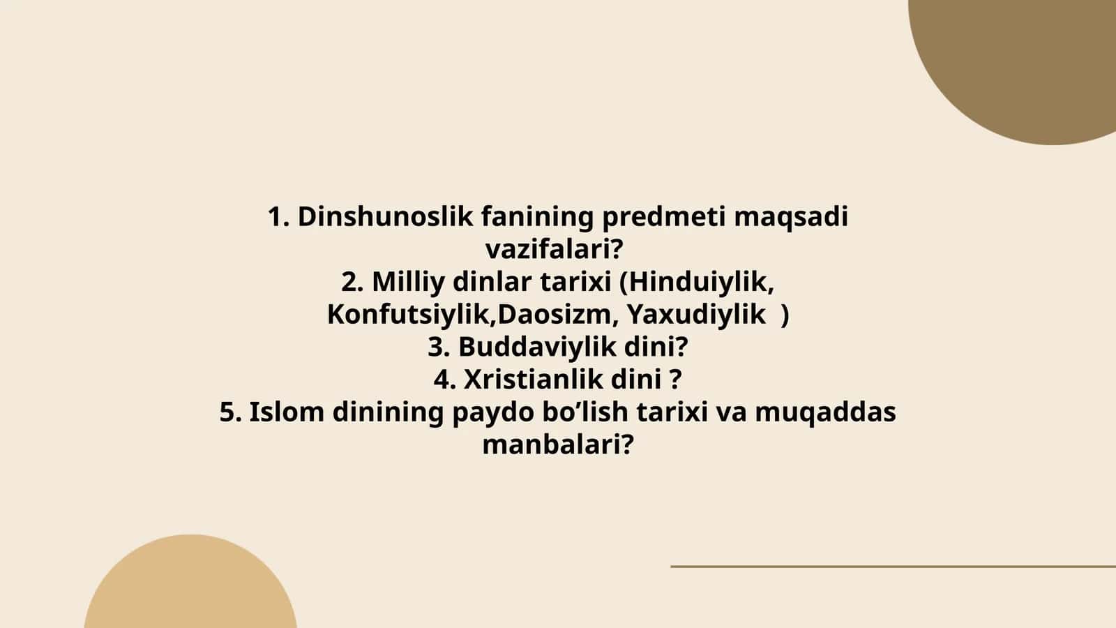 Milliy dinlar tarixi 1
