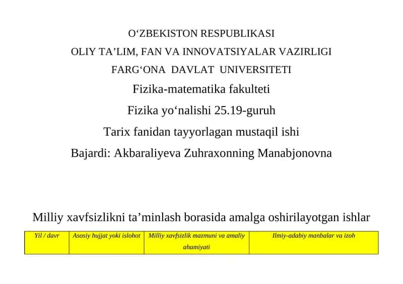 Milliy xavfsizlik mazmuni va amaliy ahamiyati 1