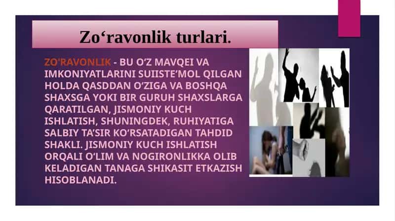 Zo‘ravonlik turlari. 1