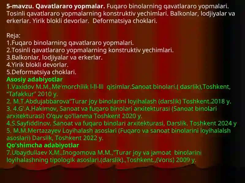 Fuqaro binolarning qavatlararo yopmalari