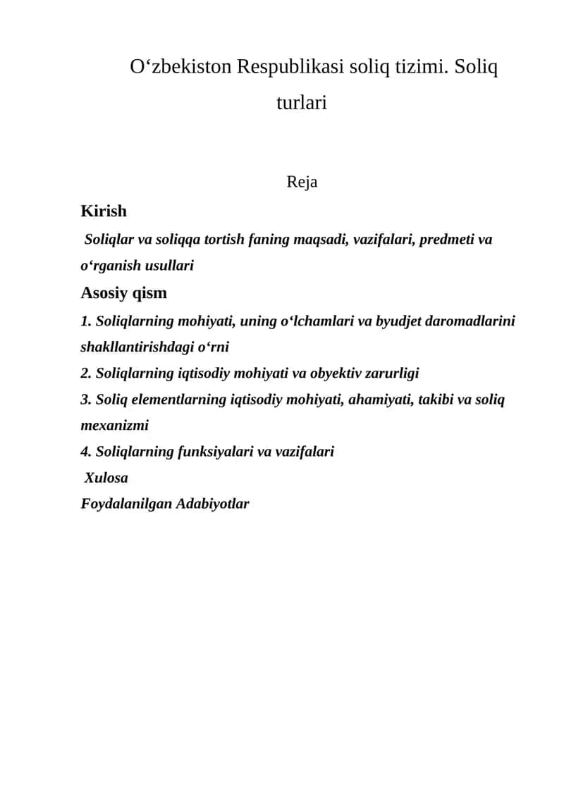 Soliqlar va soliqqa tortish 1
