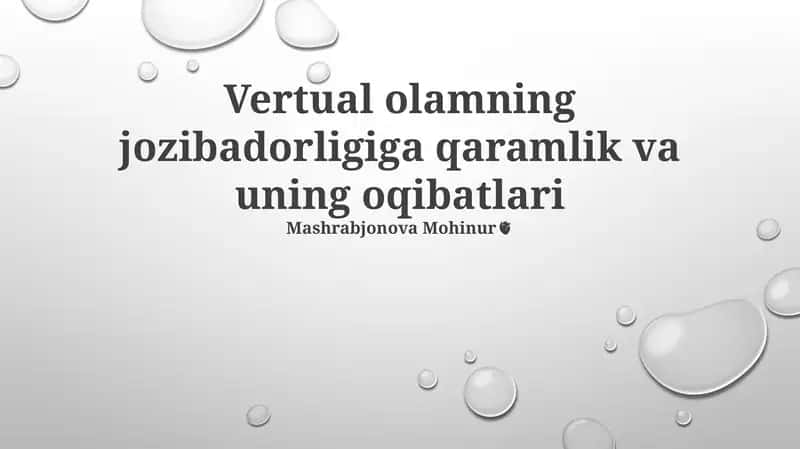 Virtual olamning jozibadorligiga qaramlik va uning oqibatlari 1