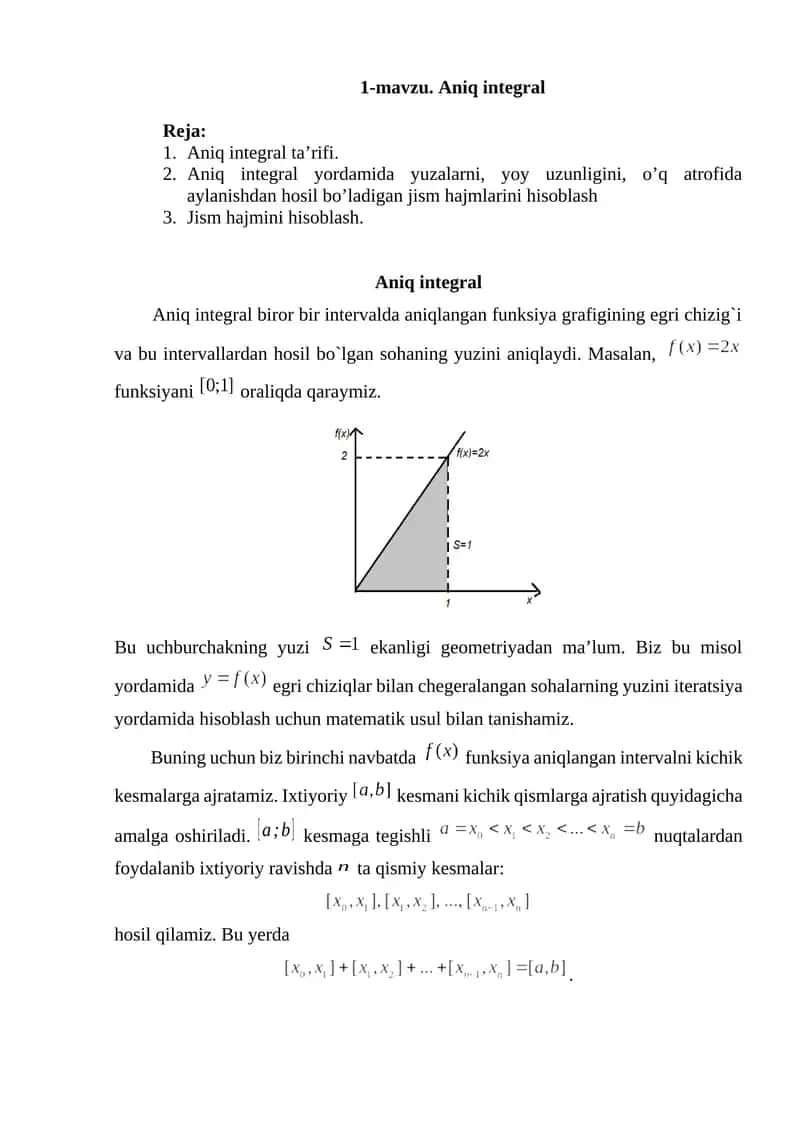 Aniq integral 1