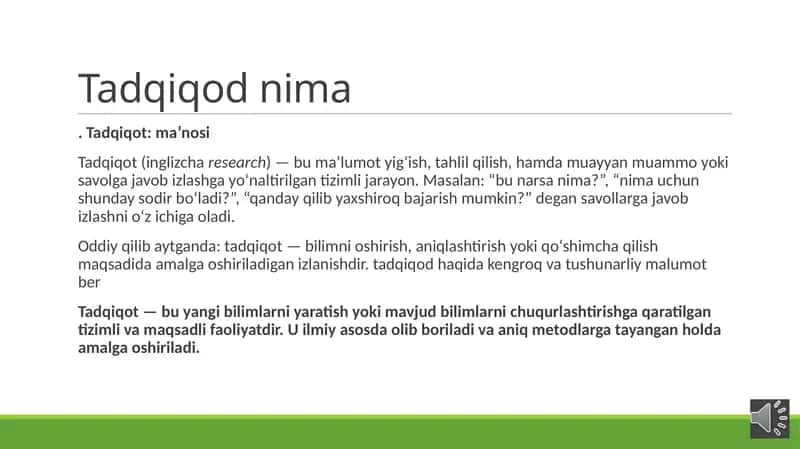Tadqiqot: ma’nosi 1