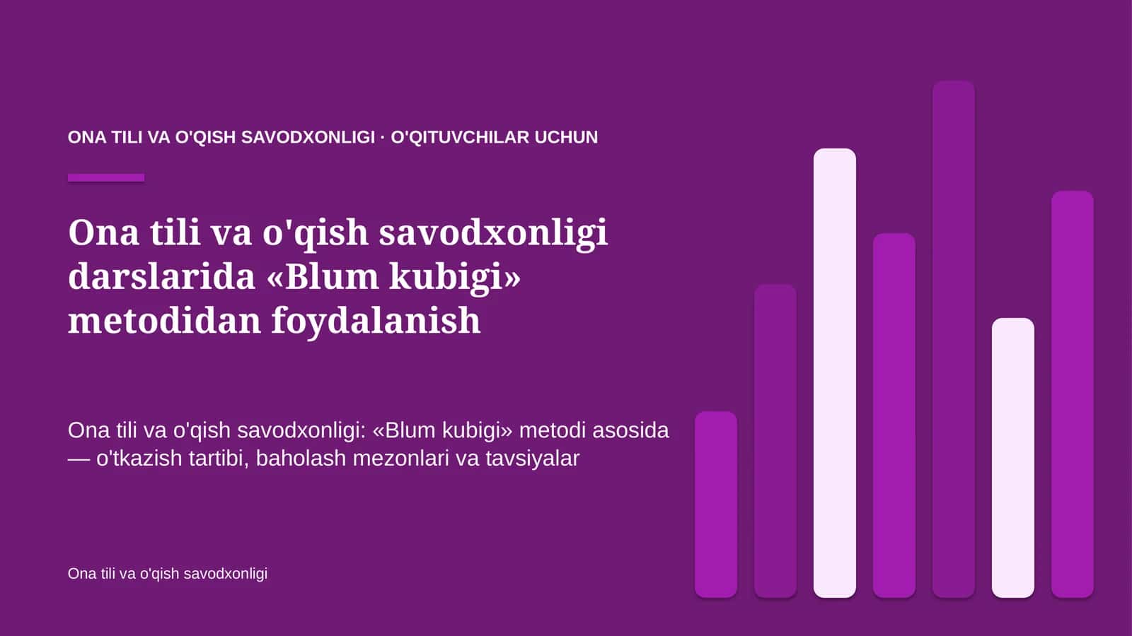 ona tili va o'qish savodxonligi darslarida blum kubigi metodidan foydalanish 7615 1