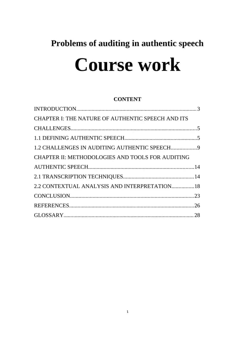 Auditing in Authentic Speech 1