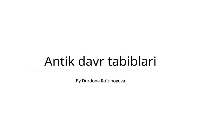 Antik davr tabiblari 1