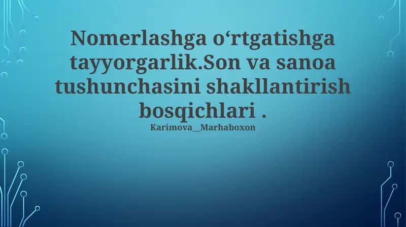 Nomerlashga oʻrtgatishga tayyorgarlik 1