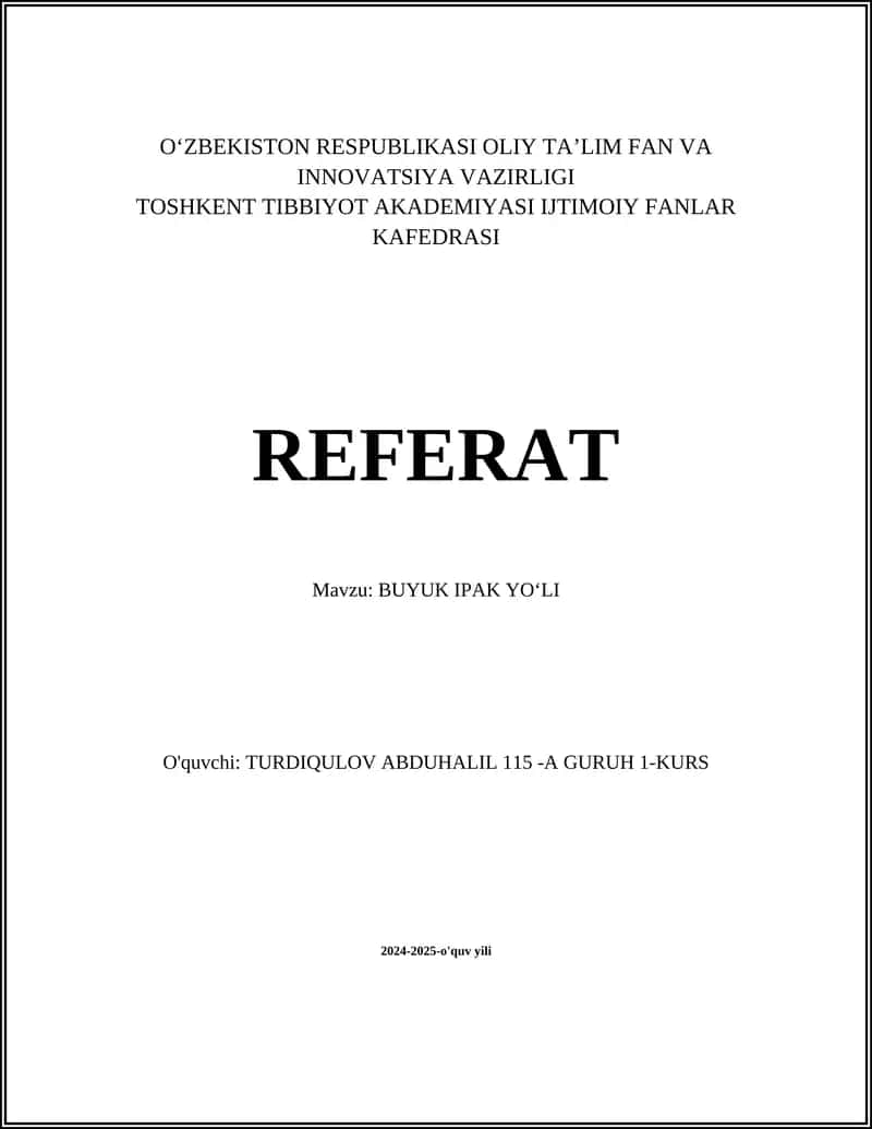 BUYUK IPAK YOʻLI 1