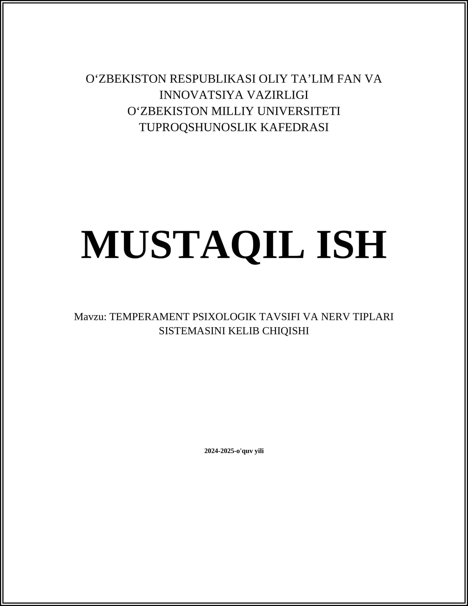 TEMPERAMENT PSIXOLOGIK TAVSIFI VA NERV TIPLARI SISTEMASINI KELIB CHIQISHI 1