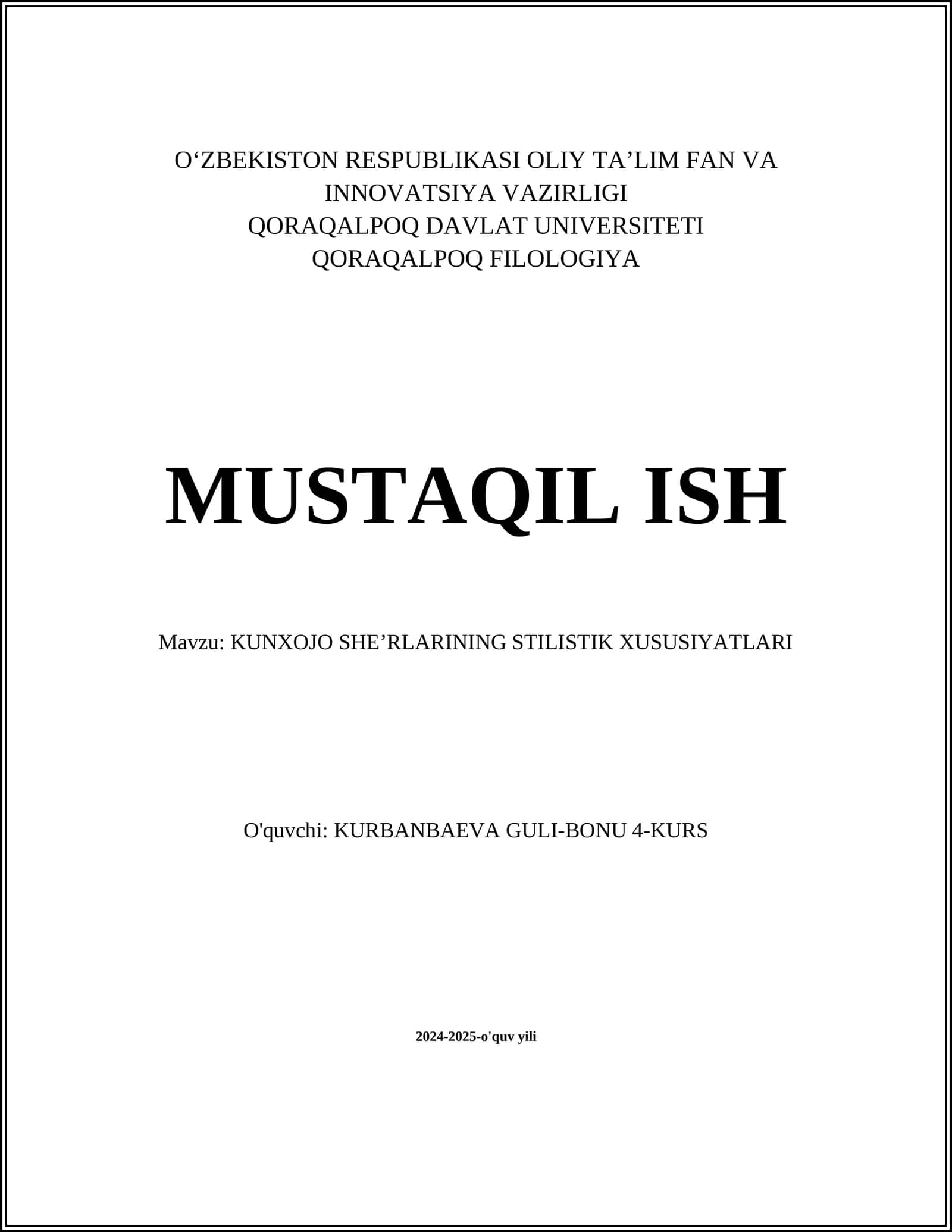 KUNXOJO SHEʼRLARINING STILISTIK XUSUSIYATLARI 1