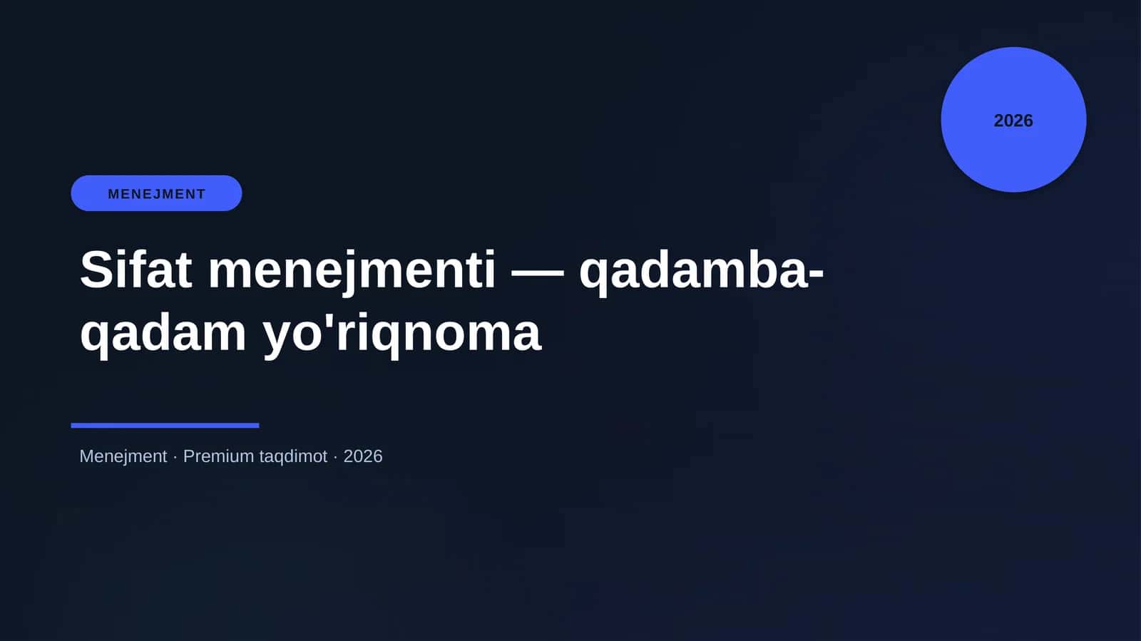 Sifat menejmenti — qadamba-qadam yo'riqnoma 1