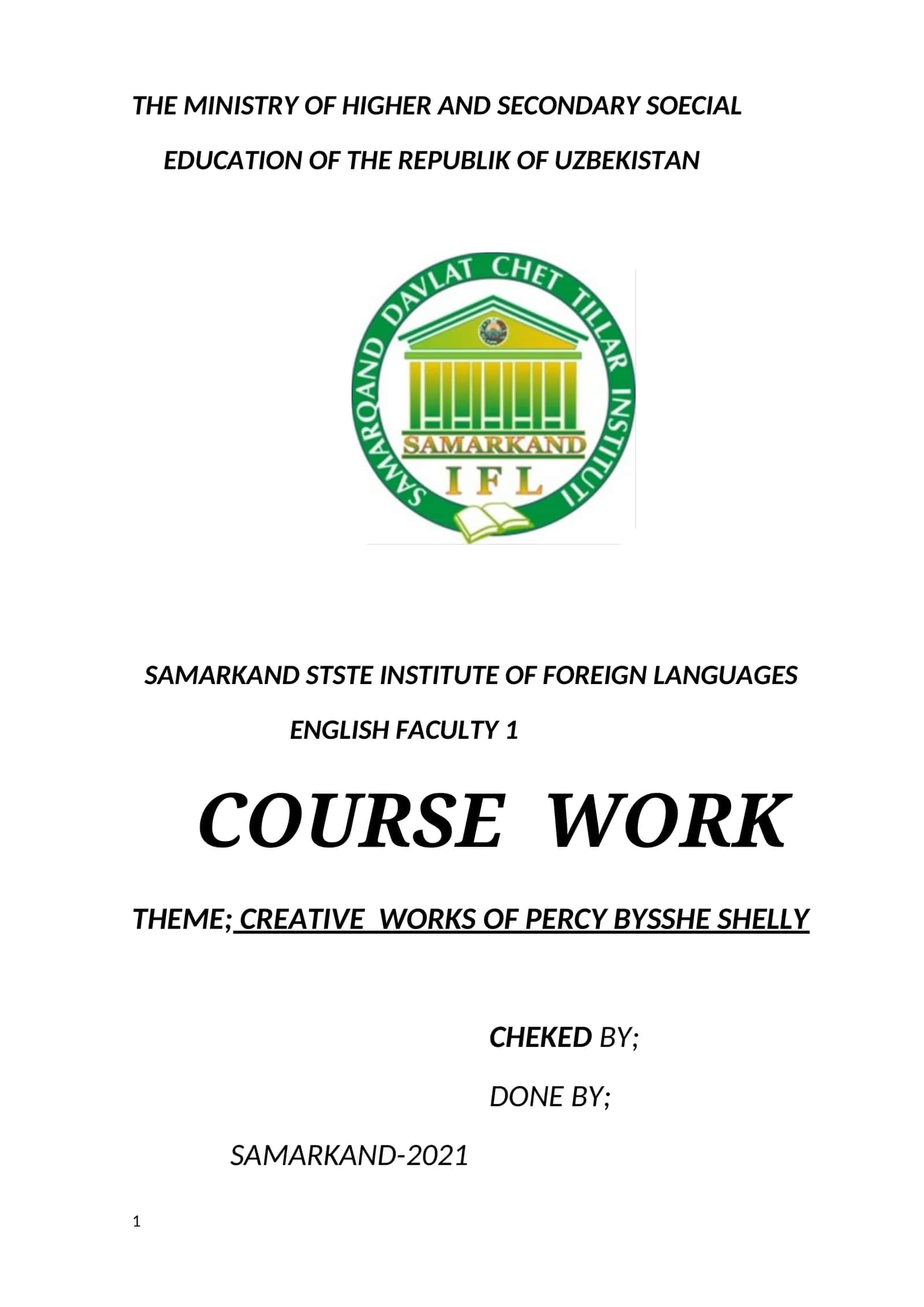 CREATIVE WORKS OF PERCY BYSSHE SHELLY 1