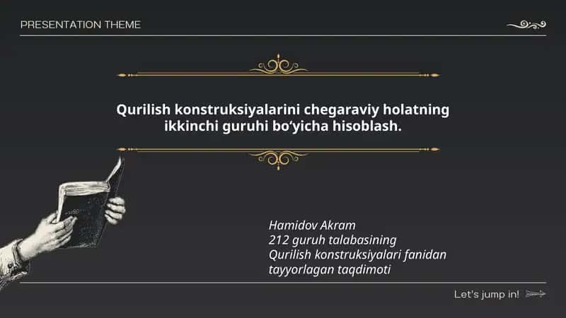 Qurilish konstruksiyalari fanidan tayyorlagan taqdimoti 1