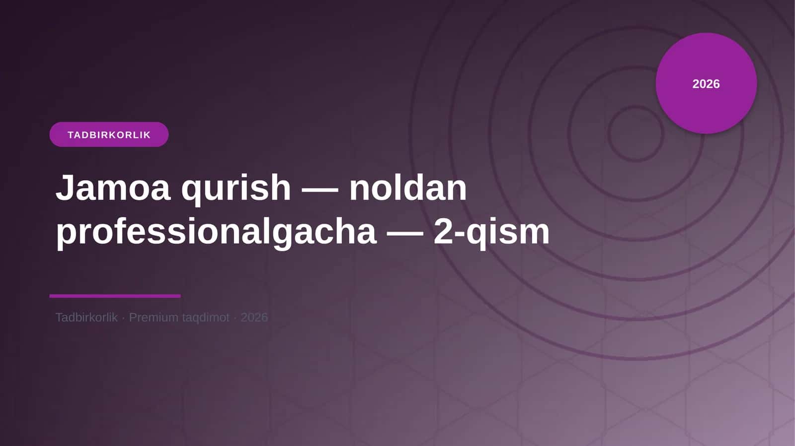 Jamoa qurish — noldan professionalgacha — 2-qism 1