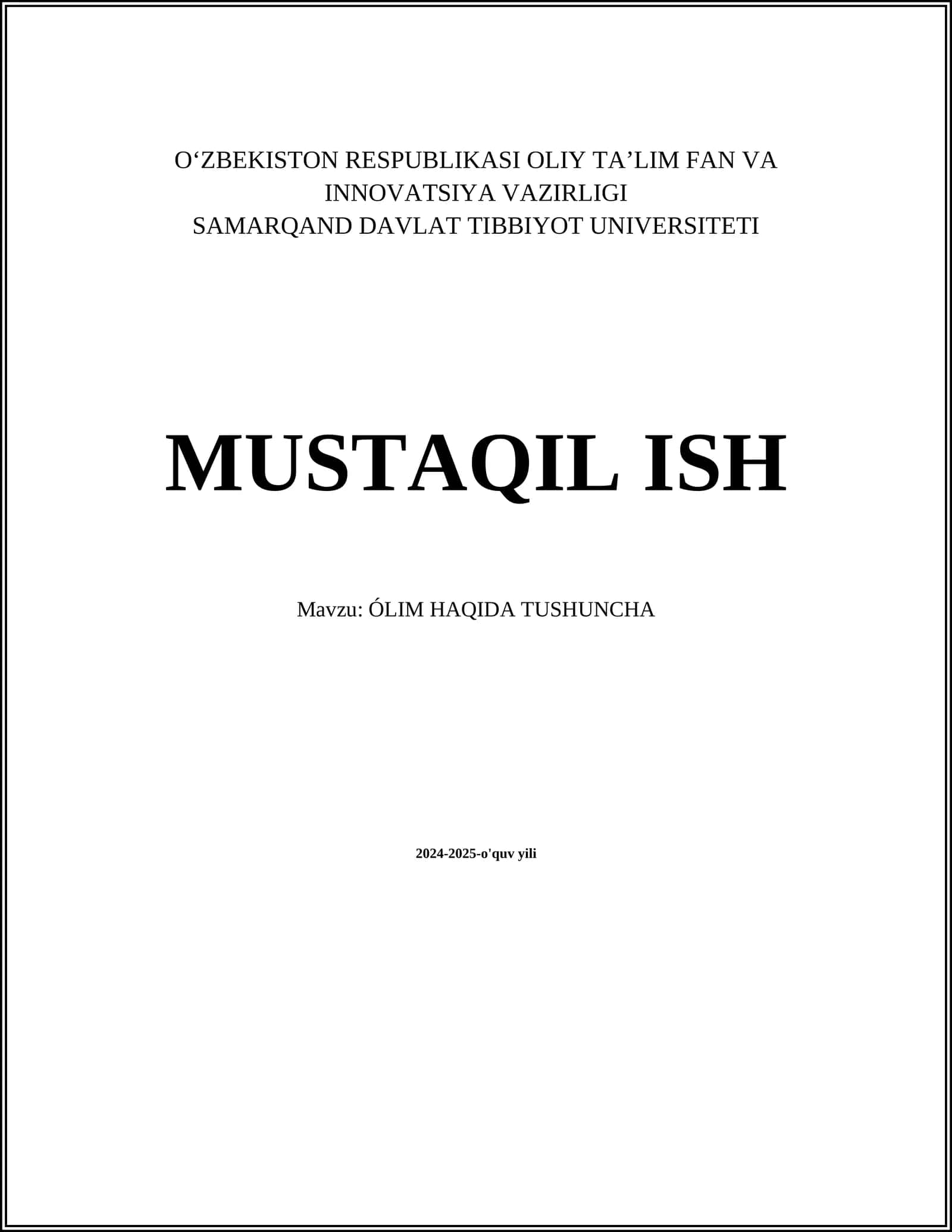 ÓLIM HAQIDA TUSHUNCHA 1