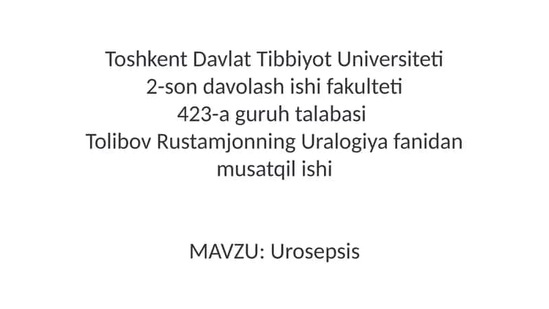Urosepsis 1