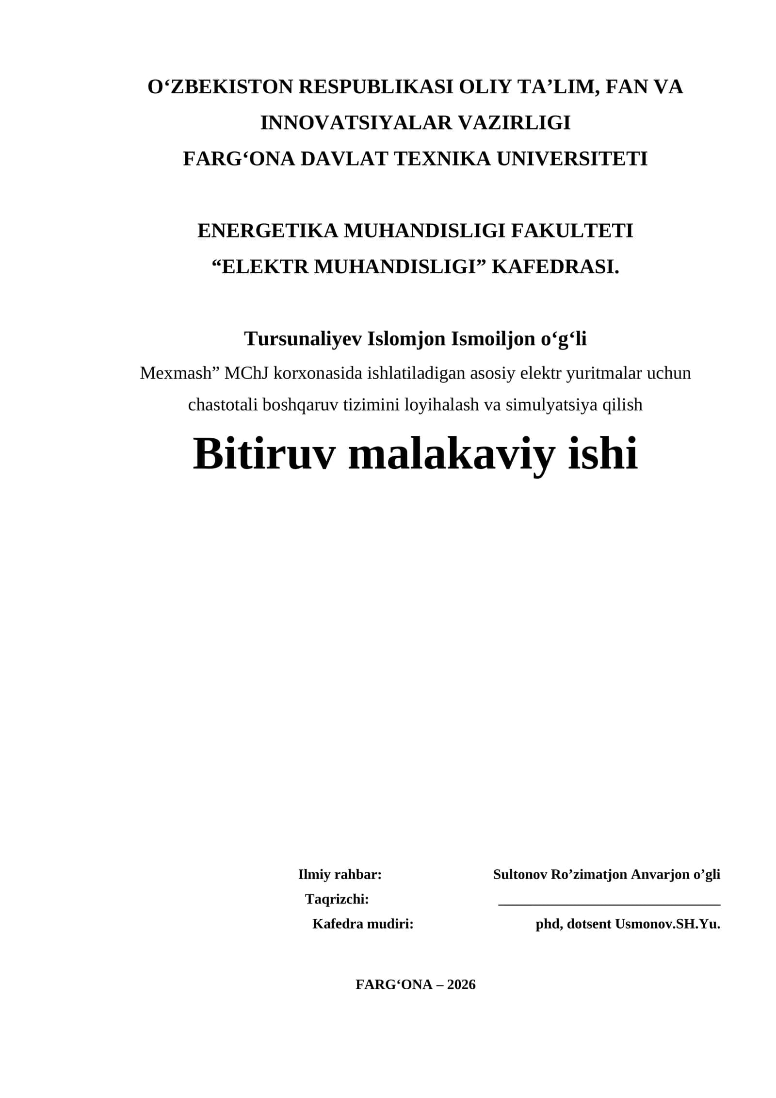 "Elektr muhandisligi" kafedrasi 1