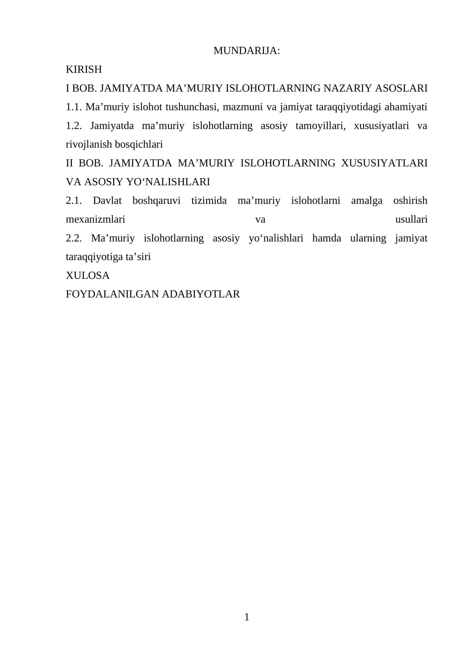 JAMIYATDA MA’MURIY ISLOHOTLARNING NAZARIY ASOSLARI VA XUSUSIYATLARI 1