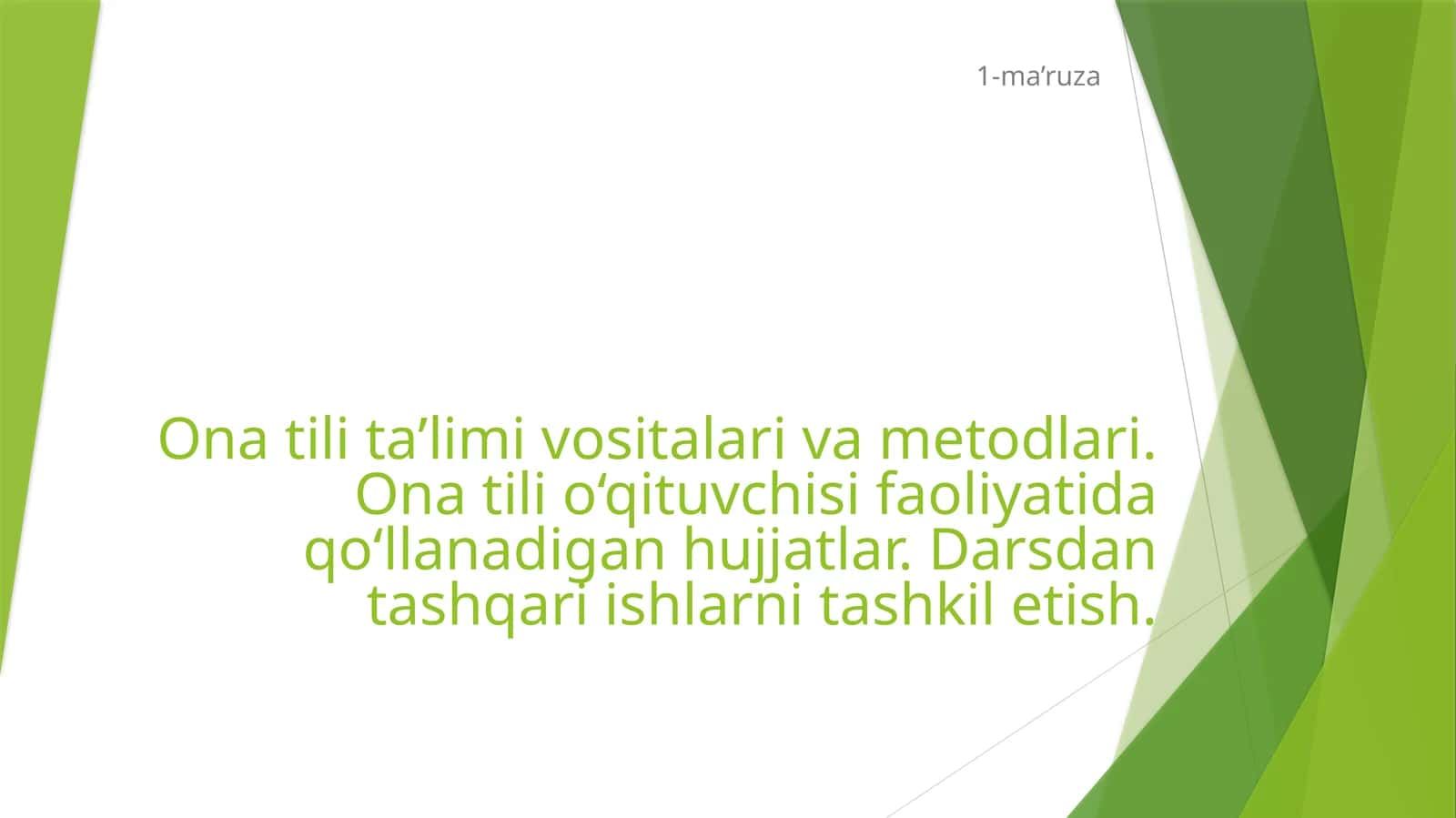 Onatili ni O'qitish Metodikasi 1