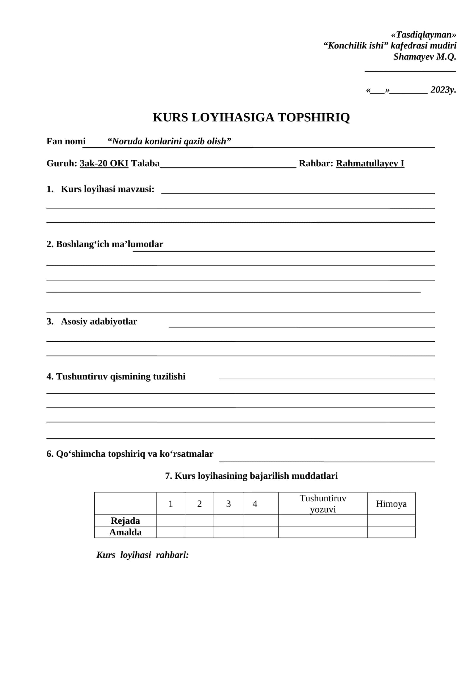 Kurs loyihasiga topshiriq 1