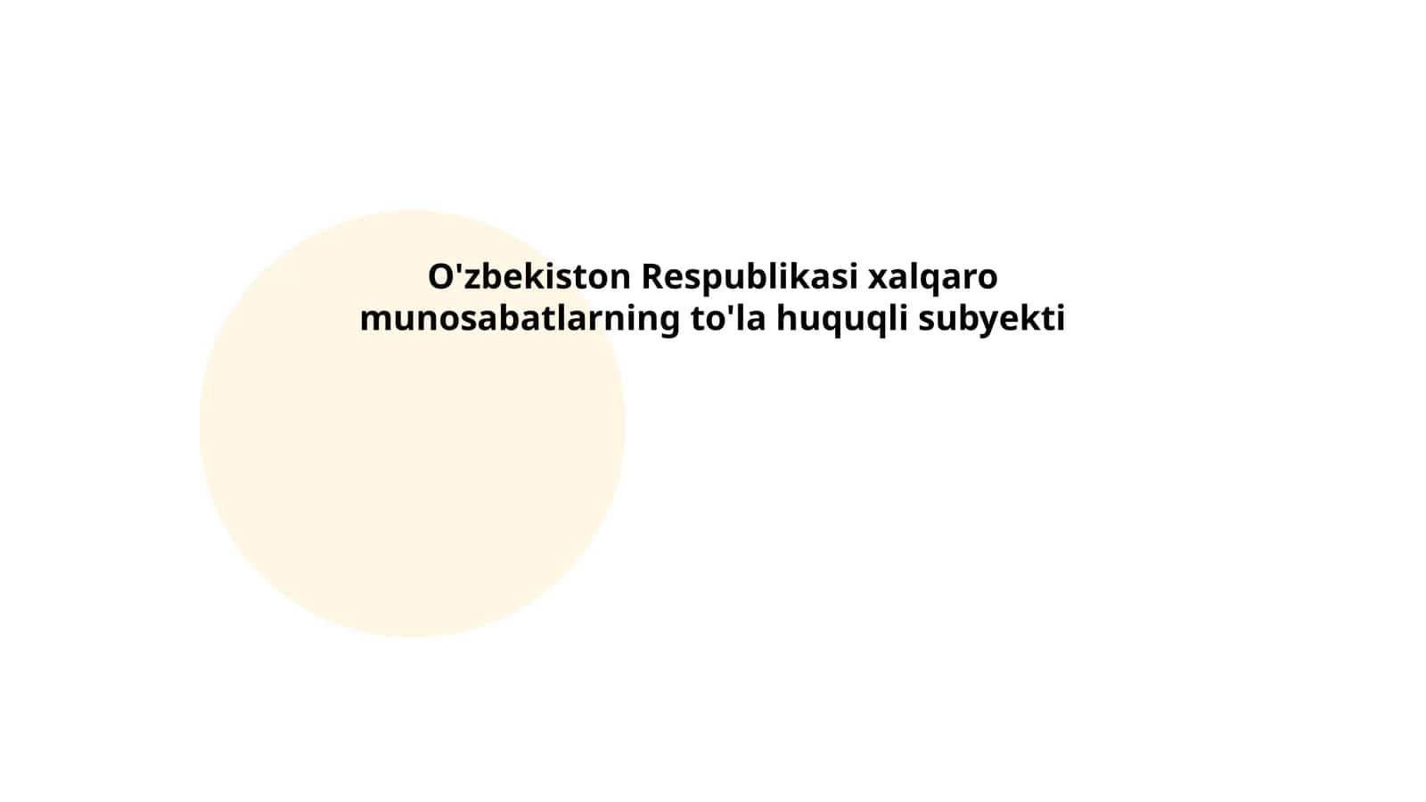 O'zbekiston Respublikasi xalqaro munosabatlarning to'la huquqli subyekti 1