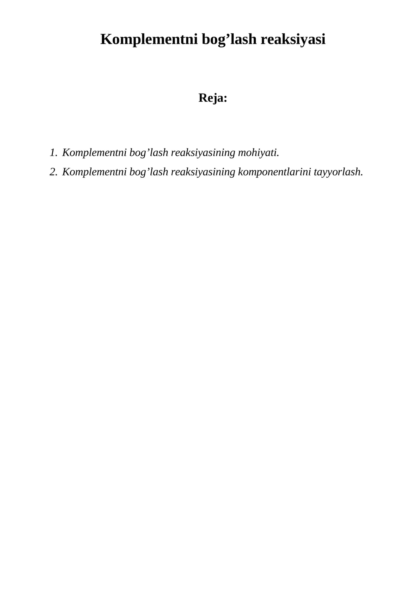 Komplementni bog’lash reaksiyasi 1