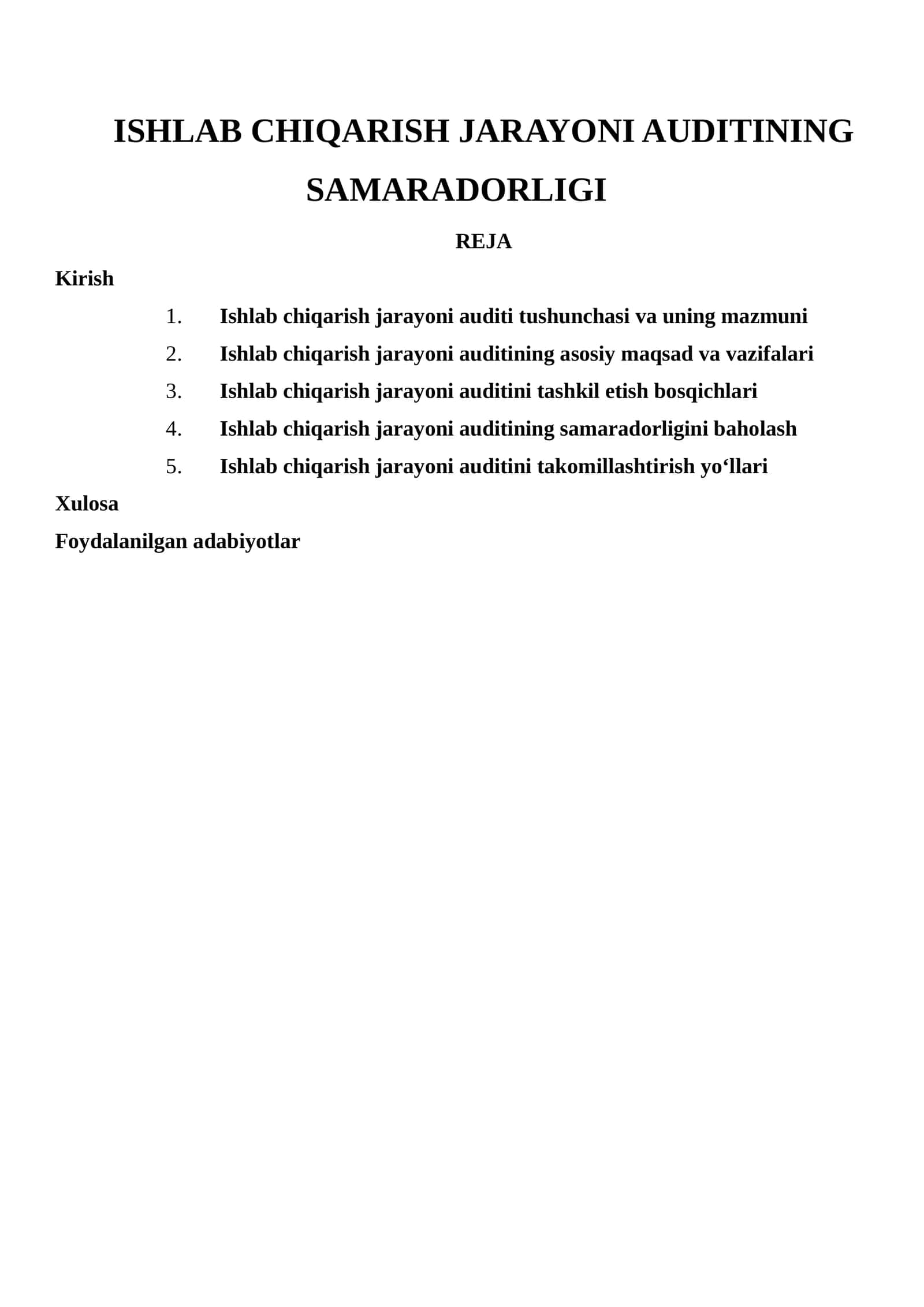 Ishlab Chiqarish Jarayoni Auditining Samaradorligi 1