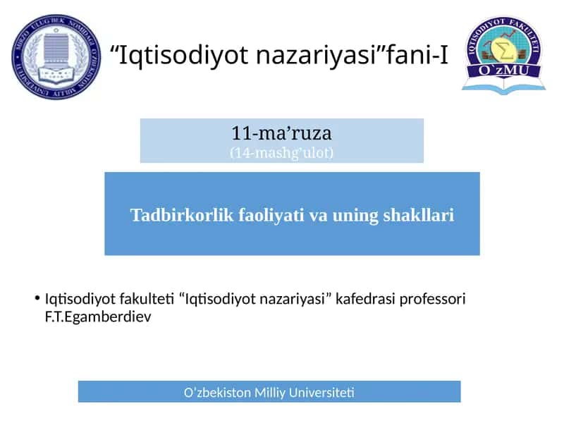 Iqtisodiyot nazariyasi 1