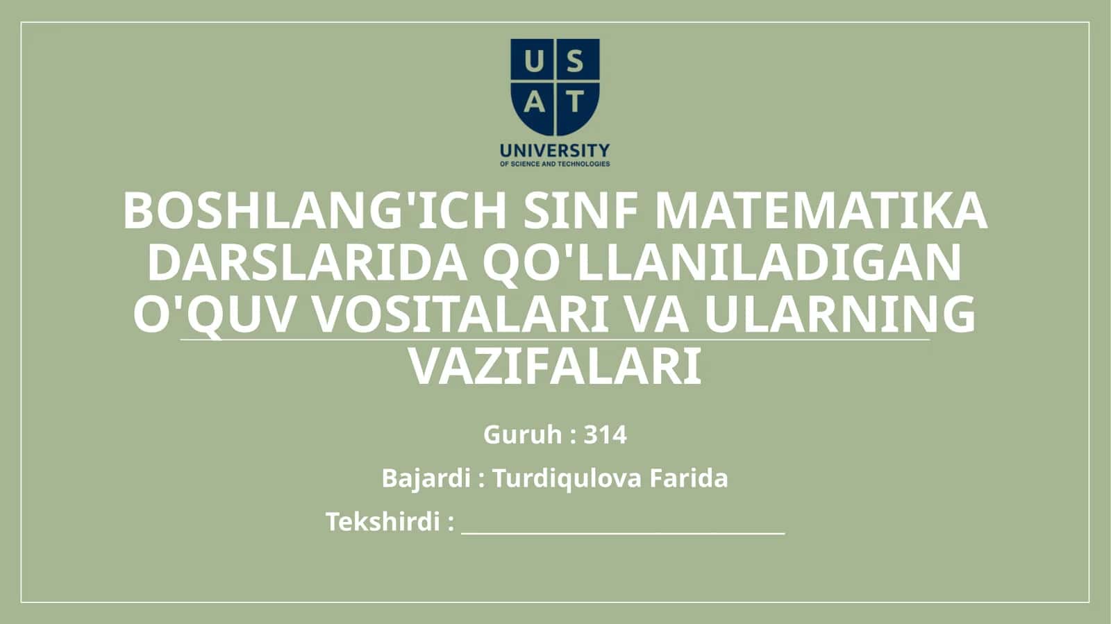 Matematikadan Boshlang'ich Sinflar Uchun Darsliklar 1