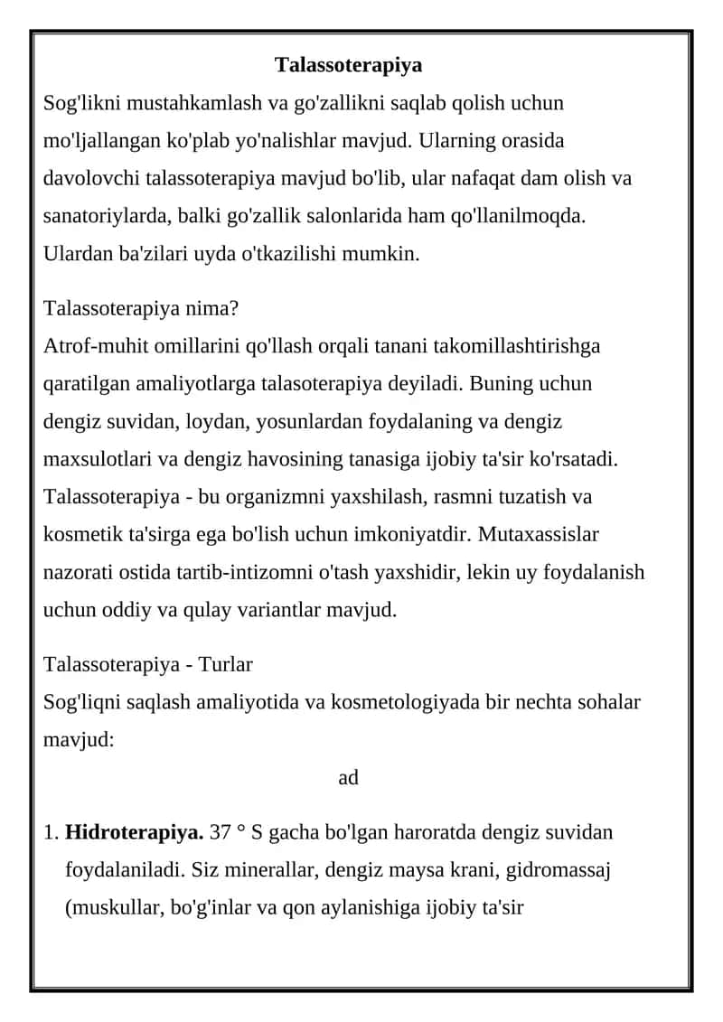 Talassoterapiya 1