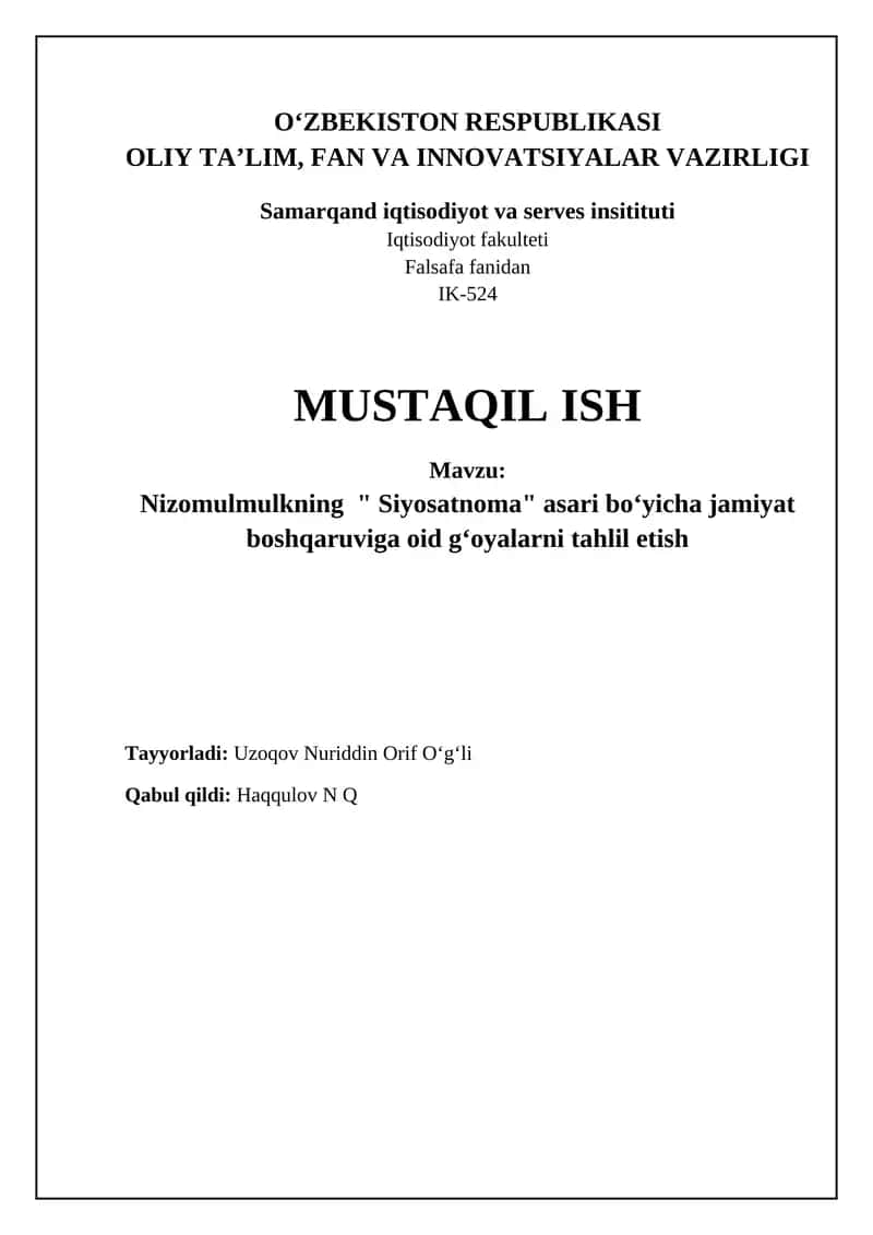 Siyosatnoma tahlil 1