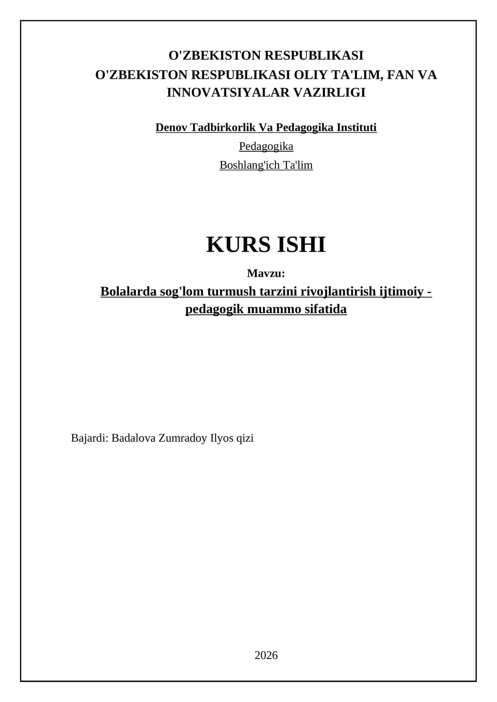 Bolalarda sog'lom turmush tarzini rivojlantirish ijtimoiy - pedagogik muammo sifatida 1