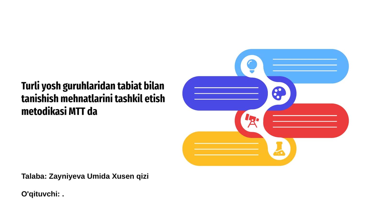 Turli yosh guruhlaridan tabiat bilan tanishish mehnatlarini tashkil etish metodikasi MTT da 1