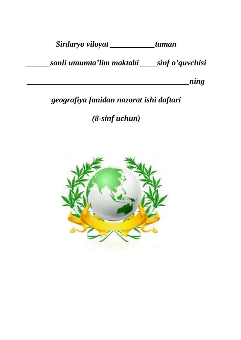 geogrfiyadan nazorat ishi daftari 1