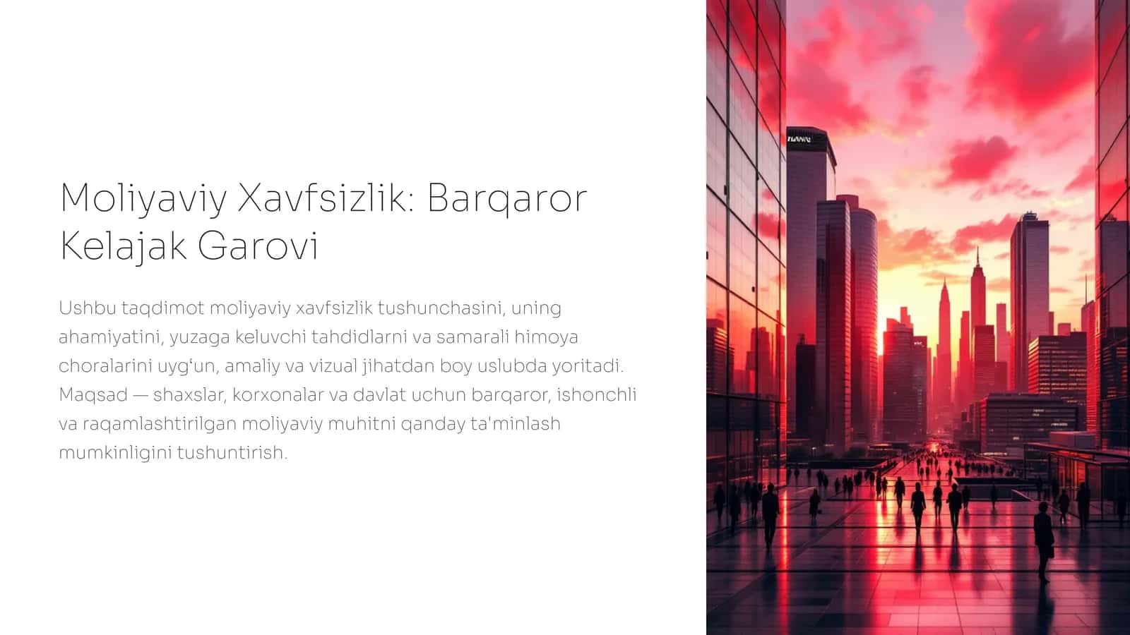 Moliyaviy Xavfsizlik: Barqaror Kelajak Garovi 1