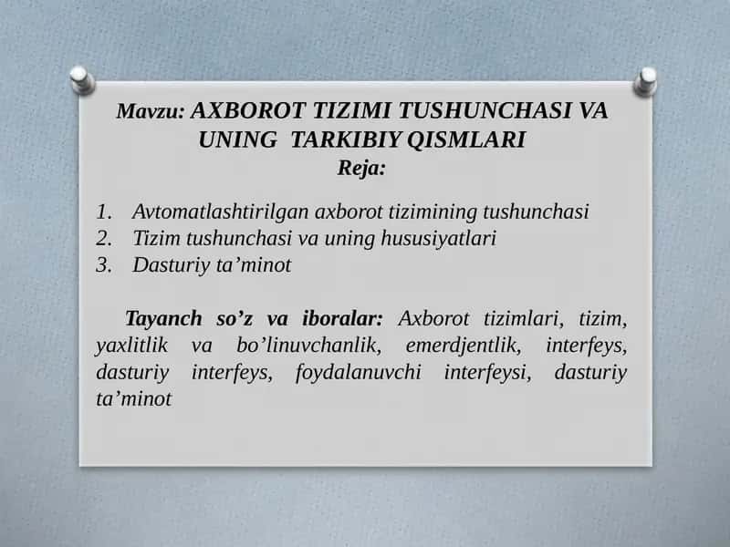 Avtomatlashtirilgan axborot tizimi 1